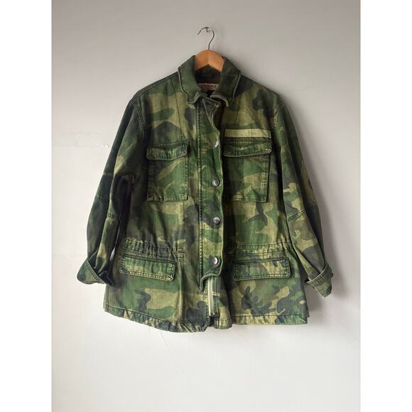 NEW FREE PEOPLE Seize The Day Green Camo Print Utility Jacket Size XS - Picture 5 of 8